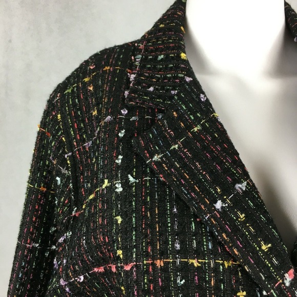 Chicos Jacket Womens Sz 2 US L 12 Black Multicolor Textured Blazer - Picture 3 of 9